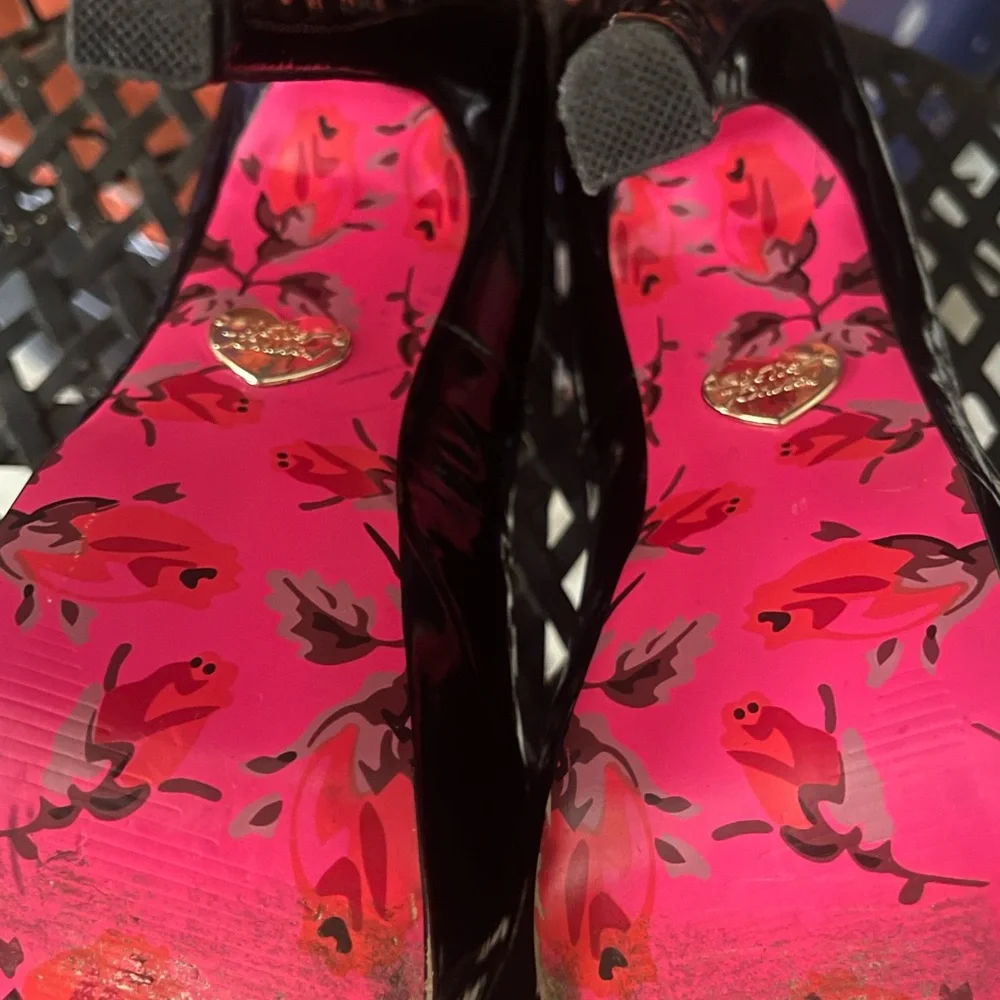 Betsey Johnson Black Patent Lace-Up Heels - Picture 7 of 9